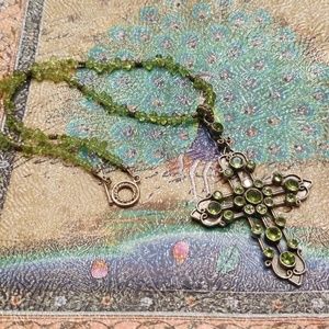 Peridot Sterling Cross Pendant Necklace Artisan